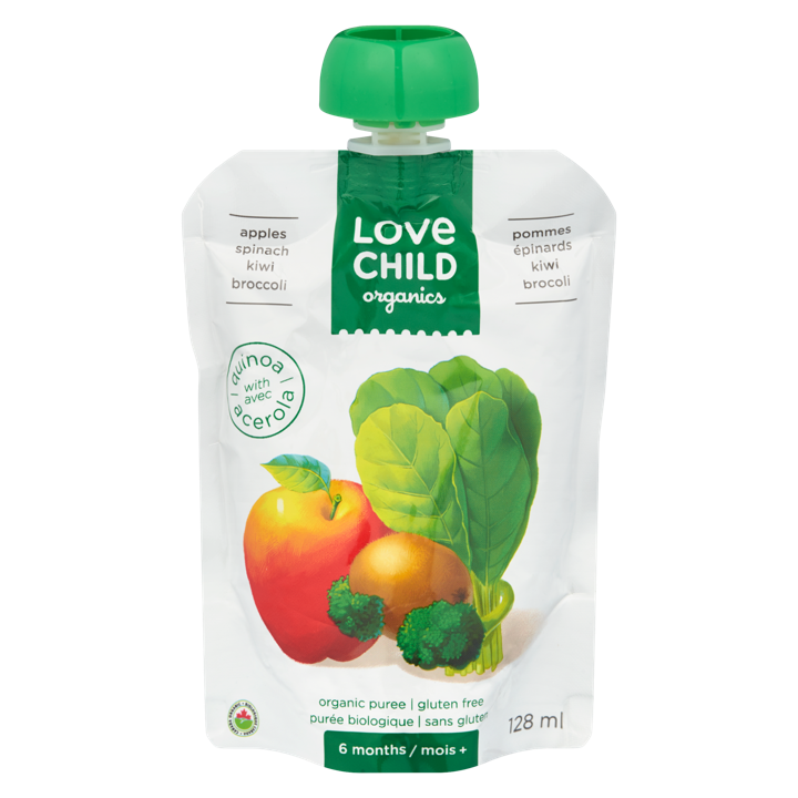 Organic Puree - Apples Spinach Kiwi Broccoli 6+ months - 128 ml