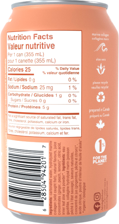 Collagen - Sparkling Water - Peach, Ginger - 355 ml