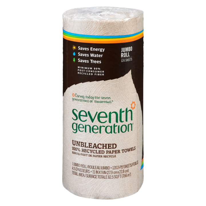 Unbleached 100% Recycled Paper Towels - 1 each