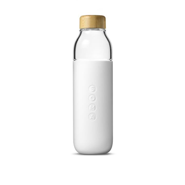 Glass Water Bottle - White