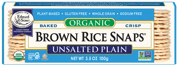 Baked Org Brown Rice Snaps - Unsalted Plain