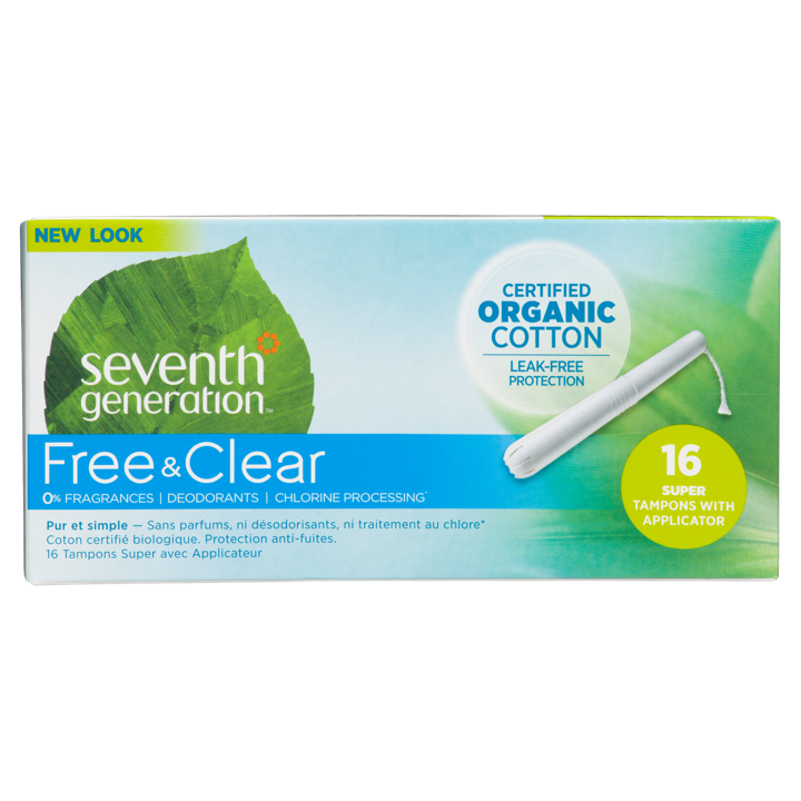 Free &amp; Clear Organic Cotton Tampons - Super Tampons with Applicator