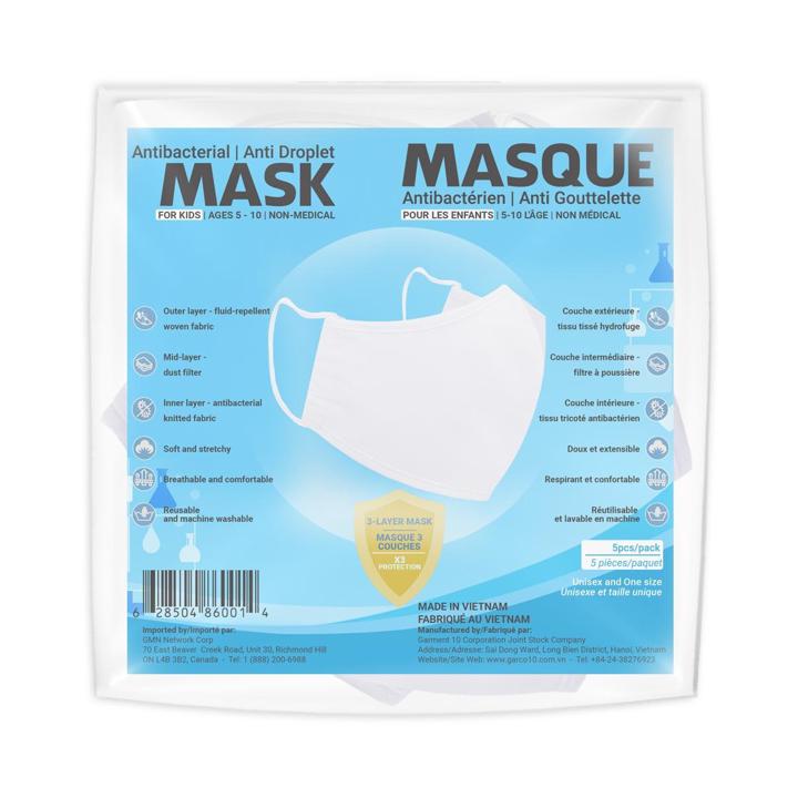 Antibacterial Mask for Kids - White