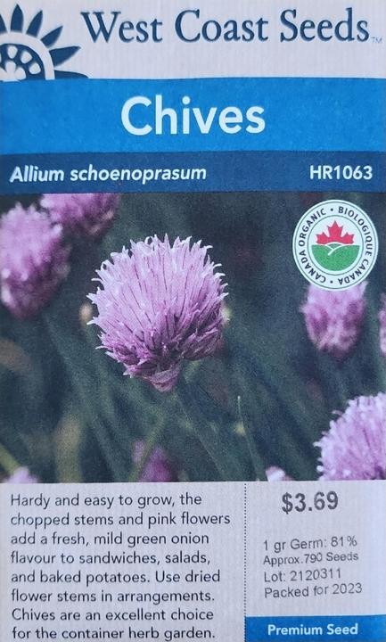 Seeds - Chives Certified Organic