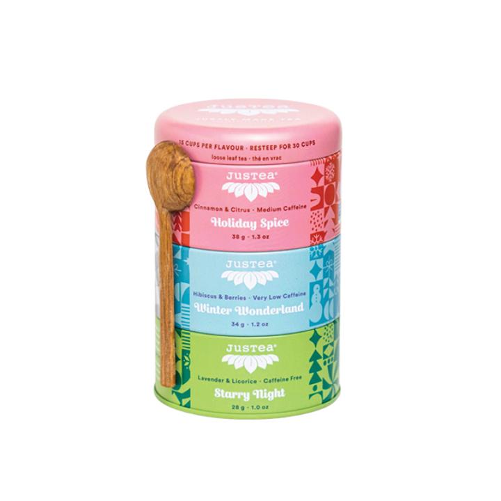 Trio Tea Tins with Spoon - Holiday Teas