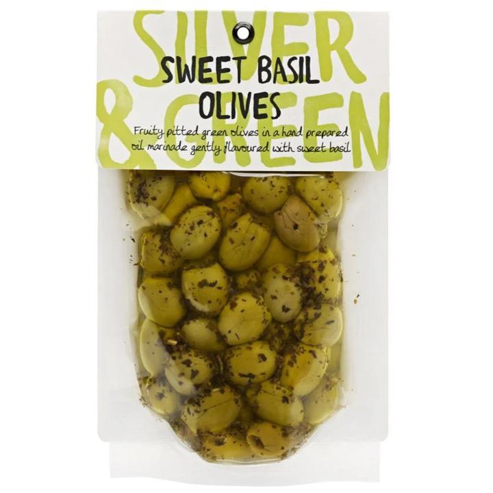 Sweet Basil Green Pitted Olives